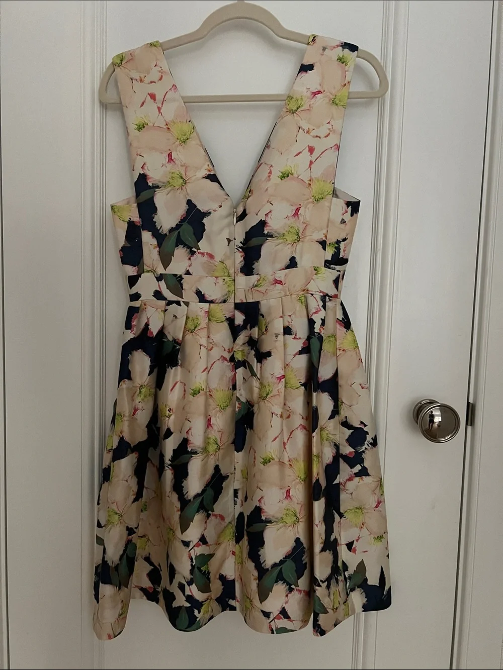 J. Crew Collection Floral V-Neck Fit & Flare Dress in Navy and Cream (2)
